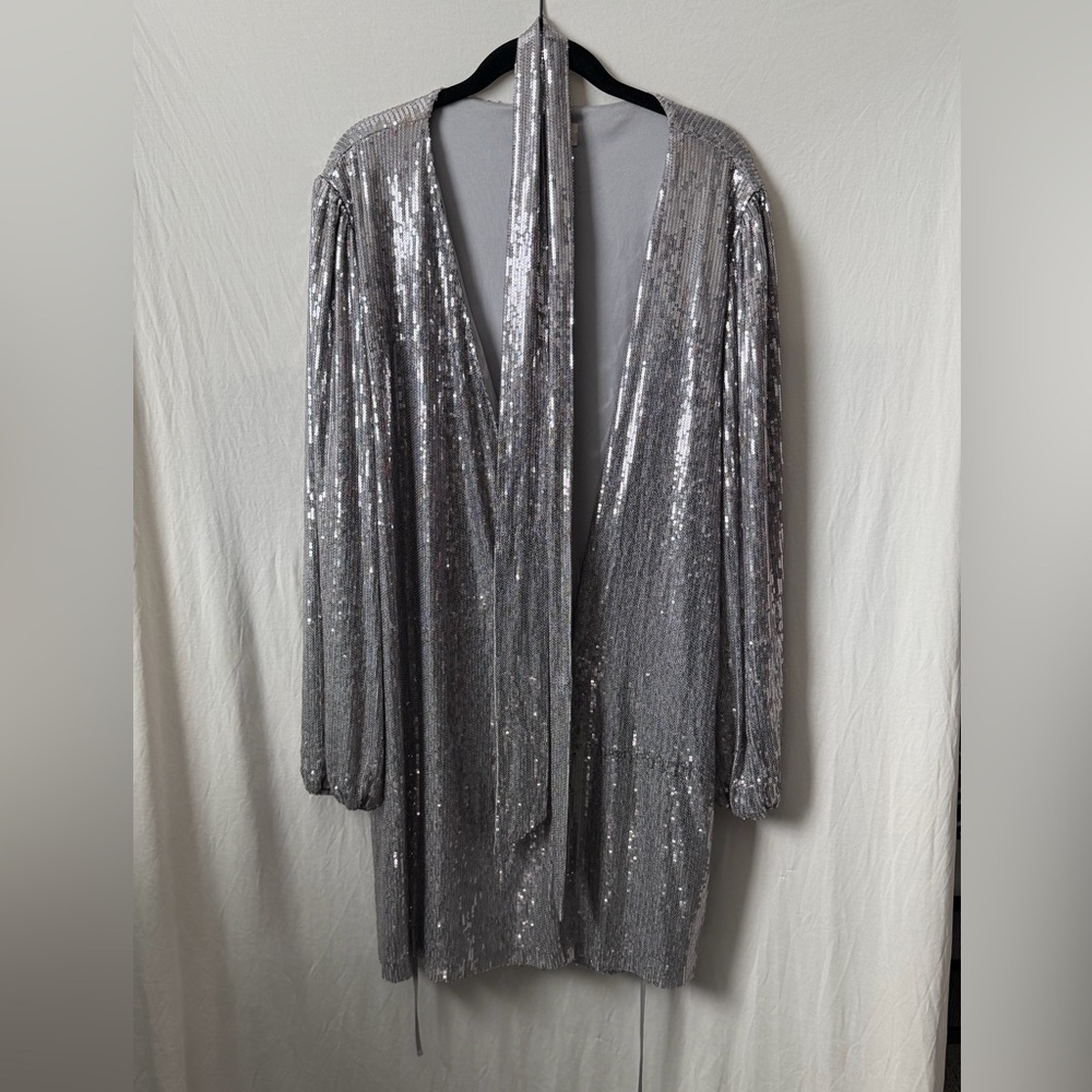 Leyden Shimmering Silver Sequin Cardigan